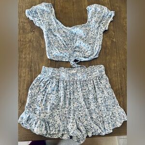 Hollister Floral Blue Two-Piece Set